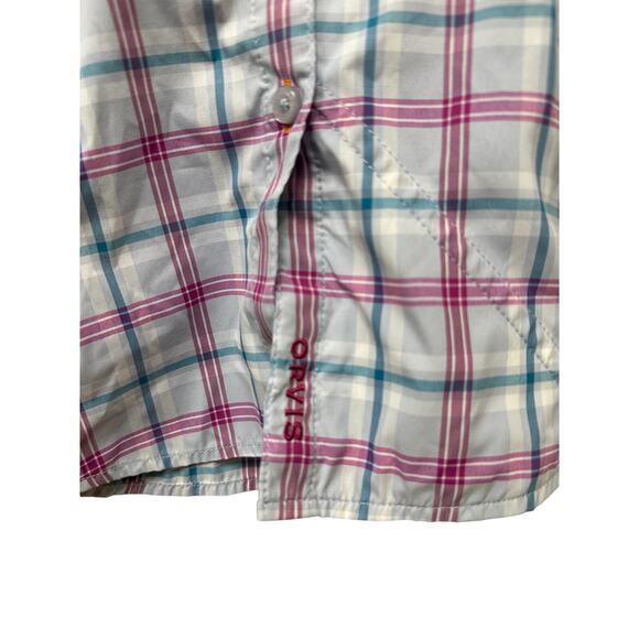 ORVIS Size Medium Women’s Checkered Button Down Tee Shirt Pink Blue Short Sleeve - Picture 5 of 13